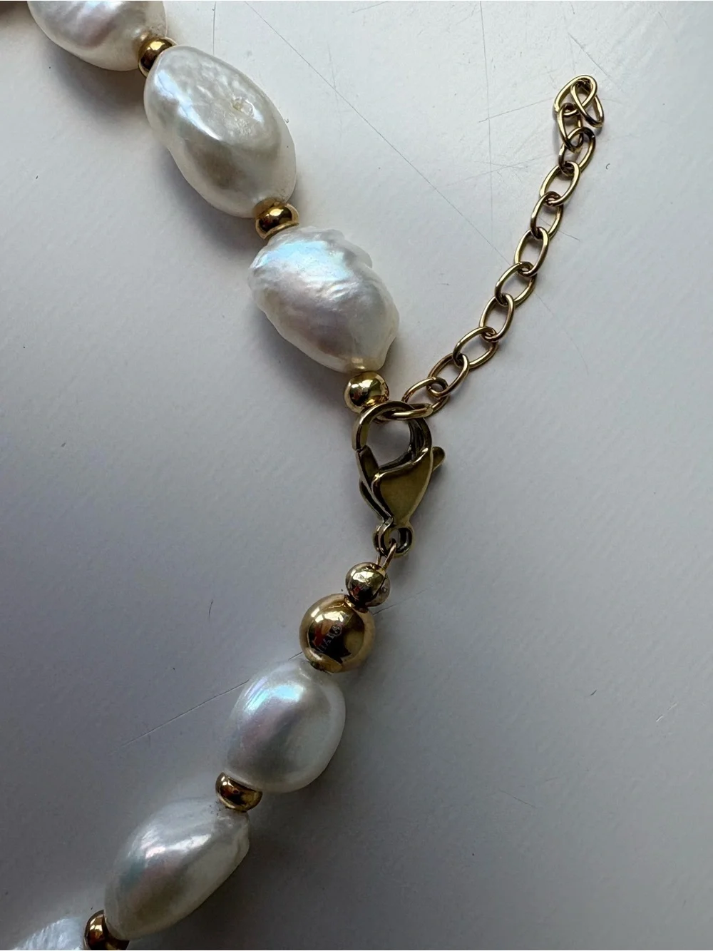 Nialaya Mens Womens Unisex Baroque Freshwater Pearl Necklace 18k Gold Plate 20”